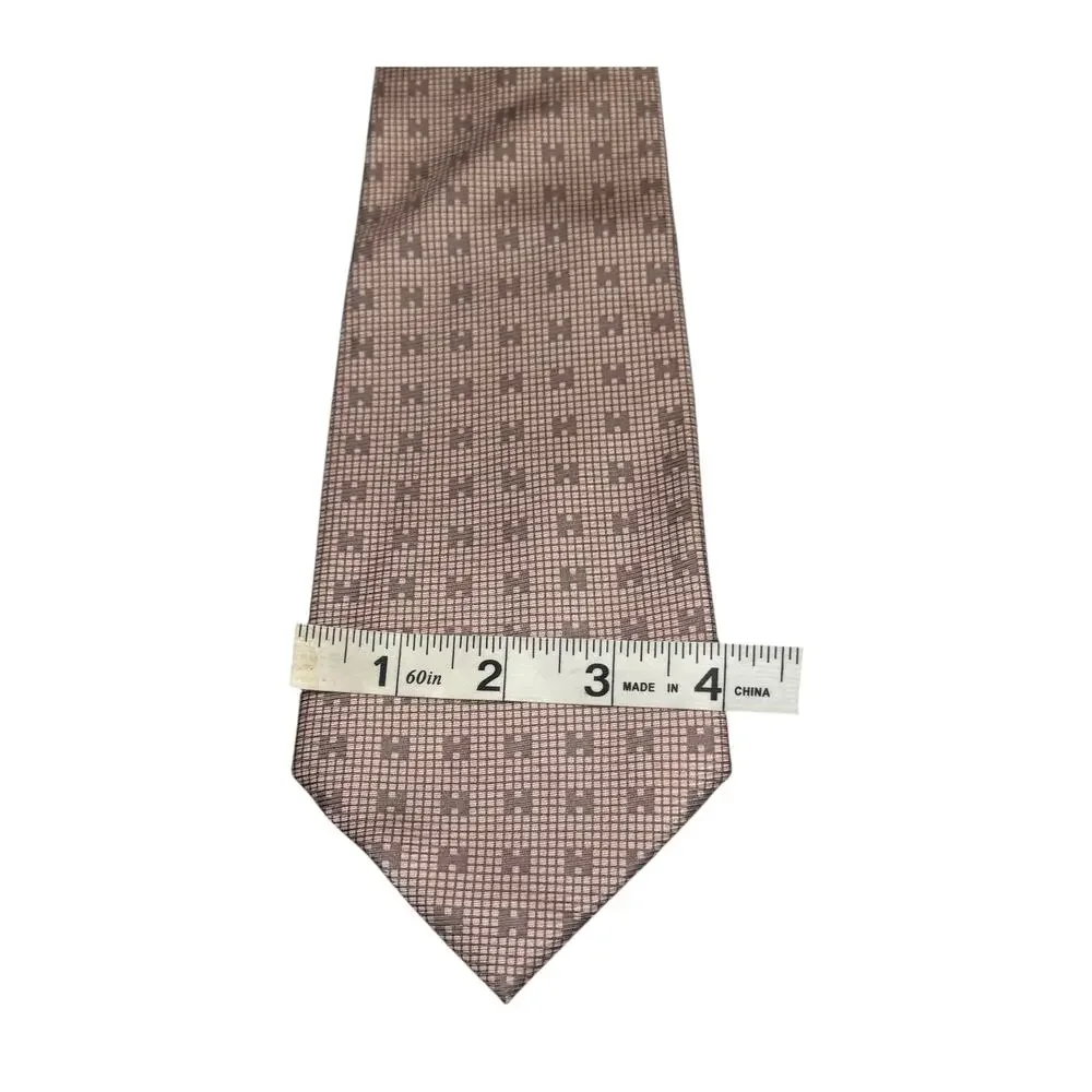 Bijoux Terner Genuine Silk Handmade Tie Mauve Taupe Geometric - Picture 7 of 7